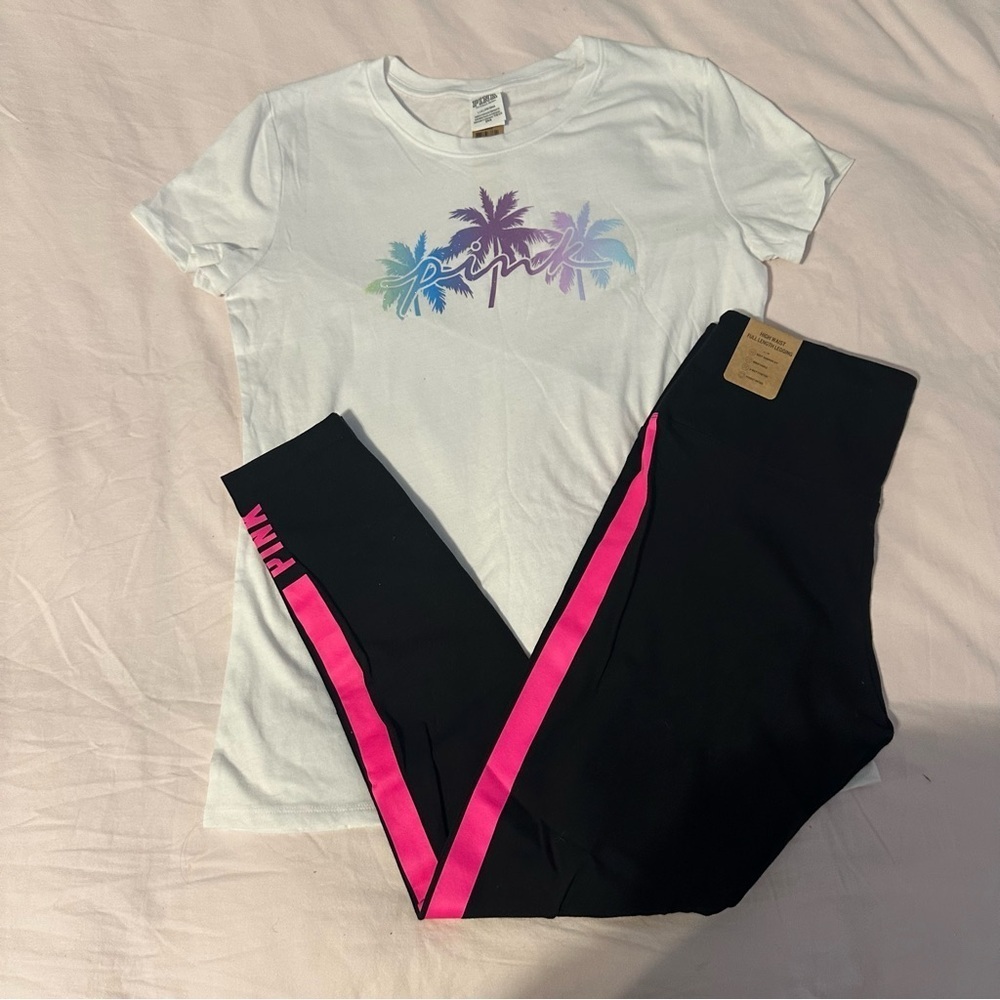 PINK Victoria’s Secret tropical shirt and leggings set